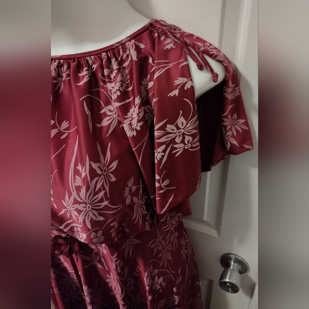 Vintage Alert! Union Made70's Floral Flutter Sleeve Maxi Dress Sz 7-8 - Picture 8 of 8